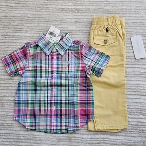 Ralph Lauren Multicolor Plaid Kids Button Down Set